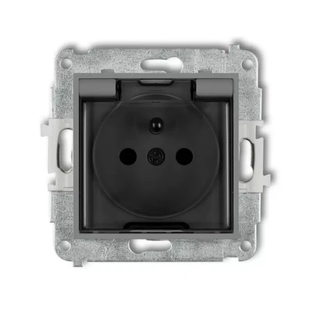 Icon Mechanizm Gniazda Bryzgoszczelnego Z Uziemieniem 2P+Z (Klapka Dymna, Przesłony Torów Prądowych) Szary Mat 27Igpb-1Zdp