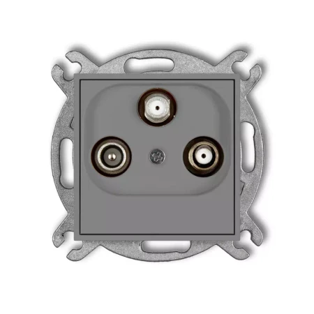 Icon Mechanizm Gniazda Abonenckiego 2 Wyjścia Sat + Tv Szary Mat 27Igsn