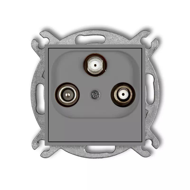 Icon Mechanizm Gniazda Abonenckiego 2 Wyjścia Sat + Tv Szary Mat 27Igsn