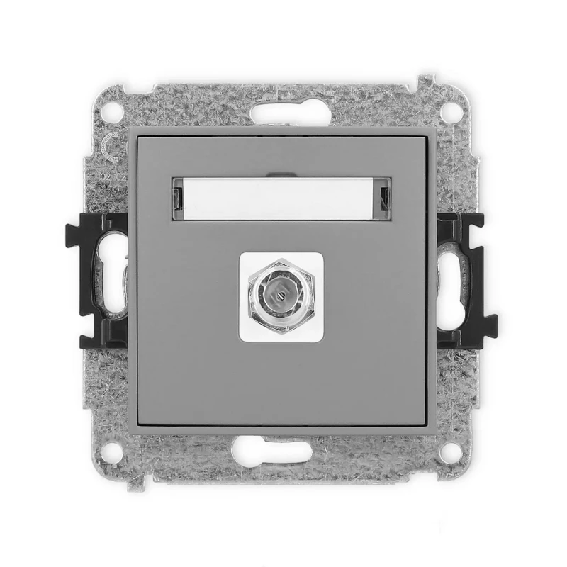 Icon Mechanizm Gniazda Antenowego Pojedynczego Typu F (Sat) Niklowany Szary Mat 27Igf-1