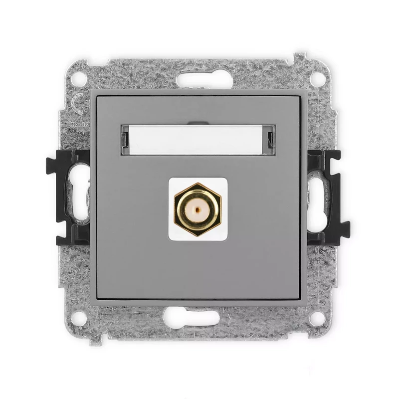 Icon Mechanizm Gniazda Antenowego Pojedynczego Typu F (Sat) Pozłacany Szary Mat 27Igf-1.1