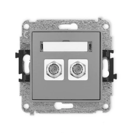 Icon Mechanizm Gniazda Antenowego Podwójnego Typu F (Sat) Niklowany Szary Mat 27Igf-2