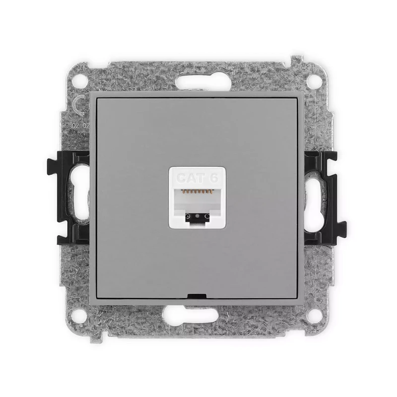 Icon Mechanizm Gniazda Komputerowego Pojedynczego 1Xrj45, Kat. 6, 8-Stykowy, Bez Pola Opisowego Szary Mat 27Igkbo-3