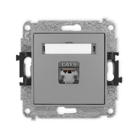 Icon Mechanizm Gniazda Komputerowego Pojedynczego 1Xrj45, Kat. 6, Ekranowane, 8-Stykowy Szary Mat 27Igk-5