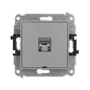 Icon Mechanizm Gniazda Komputerowego Pojedynczego 1Xrj45, Kat. 6, Ekranowane, 8-Stykowy, Bez Pola Opisowego Szary Mat 27Igkbo-5