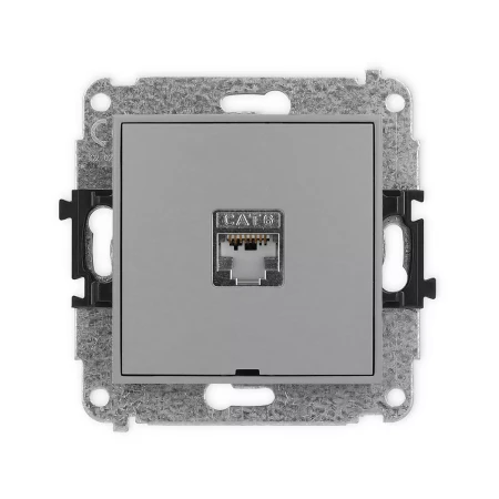 Icon Mechanizm Gniazda Komputerowego Pojedynczego 1Xrj45, Kat. 6, Ekranowane, 8-Stykowy, Bez Pola Opisowego Szary Mat 27Igkbo-5