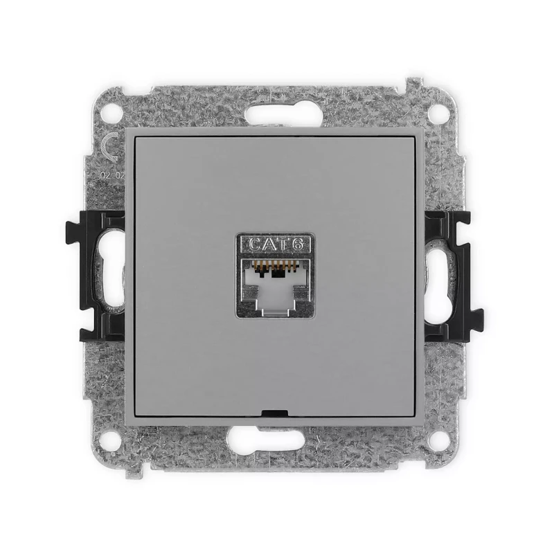 Icon Mechanizm Gniazda Komputerowego Pojedynczego 1Xrj45, Kat. 6, Ekranowane, 8-Stykowy, Bez Pola Opisowego Szary Mat 27Igkbo-5