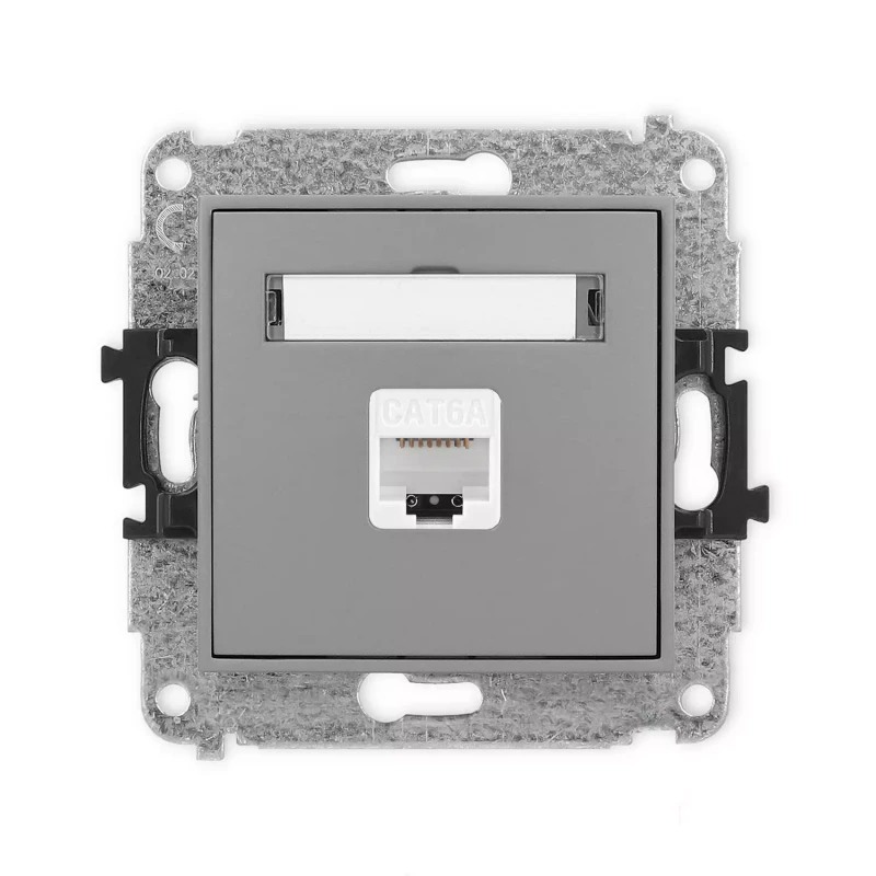 Icon Mechanizm Gniazda Komputerowego Pojedynczego 1Xrj45, Kat. 6A, 8-Stykowy Szary Mat 27Igk-7