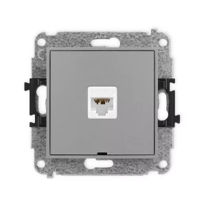 Icon Mechanizm Gniazda Komputerowego Pojedynczego 1Xrj45, Kat. 6A, 8-Stykowy, Bez Pola Opisowego Szary Mat 27Igkbo-7