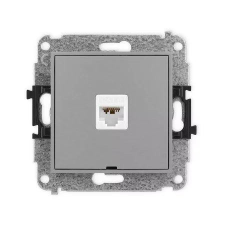 Icon Mechanizm Gniazda Komputerowego Pojedynczego 1Xrj45, Kat. 6A, 8-Stykowy, Bez Pola Opisowego Szary Mat 27Igkbo-7