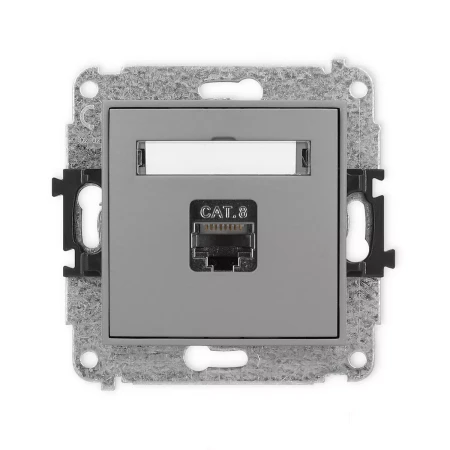 Icon Mechanizm Gniazda Komputerowego Pojedynczego 1Xrj45, Kat. 8, Ekranowane, 8-Stykowy Szary Mat 27Igk-11