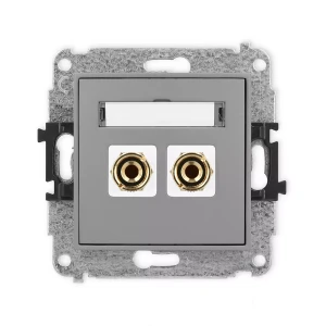 Icon Mechanizm Gniazda Głośnikowego Pojedynczego (Typu Banan - Czerwony I Czarny, Pozłacany, 4 Mm2, Do Lutowania) Szary Mat 27Igg-3