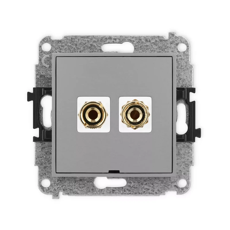 Icon Mechanizm Gniazda Głośnikowego Pojedynczego, Bez Pola Opisowego (Typu Banan - Czerwony I Czarny, Pozłacany, 4 Mm2, Do Lutowania) Szary Mat 27Iggbo-3