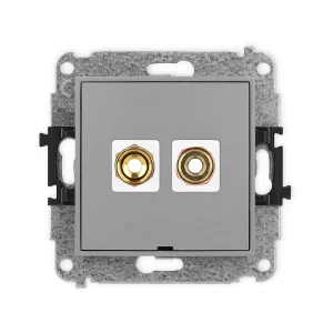 Icon Mechanizm Gniazda Głośnikowego Pojedynczego, Bez Pola Opisowego (Typu Banan - Czerwony I Czarny, Pozłacany, 4 Mm2, Skręcany) Szary Mat 27Iggbo-4
