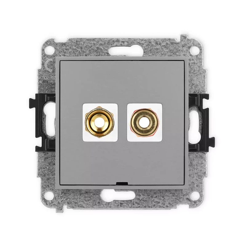 Icon Mechanizm Gniazda Głośnikowego Pojedynczego, Bez Pola Opisowego (Typu Banan - Czerwony I Czarny, Pozłacany, 4 Mm2, Skręcany) Szary Mat 27Iggbo-4