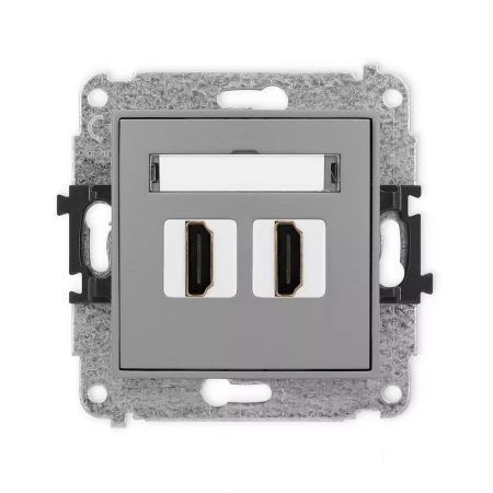 Icon Mechanizm Gniazda Podwójnego Hdmi 2.0 Szary Mat 27Ihdmi-4