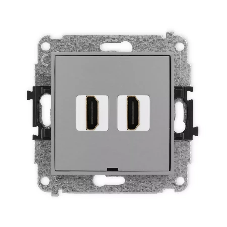 Icon Mechanizm Gniazda Podwójnego Hdmi 2.0, Bez Pola Opisowego Szary Mat 27Ihdmibo-4