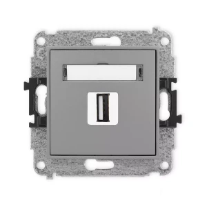 Icon Mechanizm Gniazda Pojedynczego Usb A-A 2.0 Szary Mat 27Igusb-1
