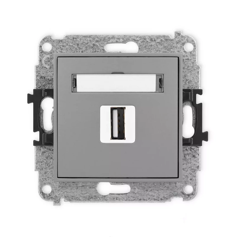 Icon Mechanizm Gniazda Pojedynczego Usb A-A 2.0 Szary Mat 27Igusb-1