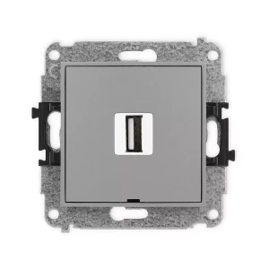 Icon Mechanizm Gniazda Pojedynczego Usb A-A 2.0, Bez Pola Opisowego Szary Mat 27Igusbbo-1
