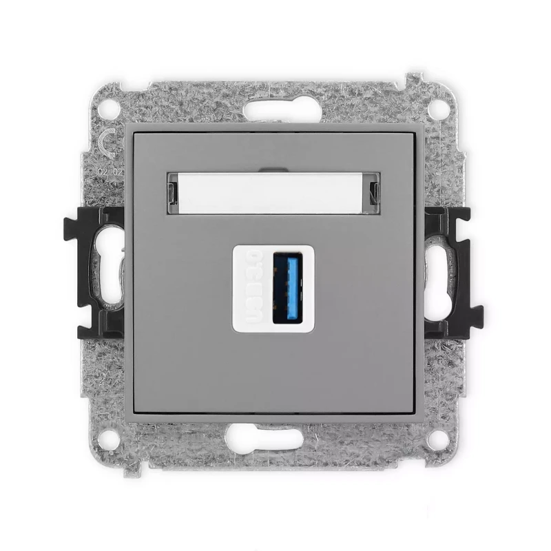 Icon Mechamizm Gniazda Pojedynczego Usb A-A 3.0 Szary Mat 27Igusb-5
