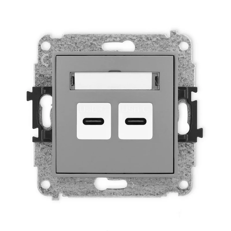 Icon Mechanizm Gniazda Podwójnego 2Xusb C-C Szary Mat 27Igusb-8