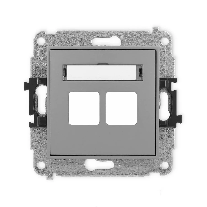 Icon Mechanizm Gniazda Multimedialnego Podwójnego Bez Modułu (Standard Keystone) Szary Mat 27Igm-2P