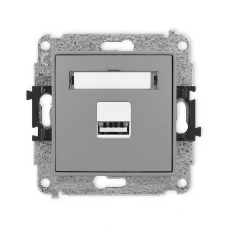 Icon Mechanizm Ładowarki Usb Pojedynczej, 5V, 1A Szary Mat 27Icusb-1