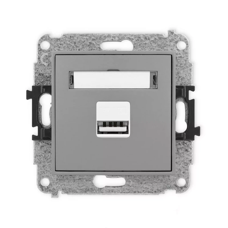 Icon Mechanizm Ładowarki Usb Pojedynczej, 5V, 1A Szary Mat 27Icusb-1