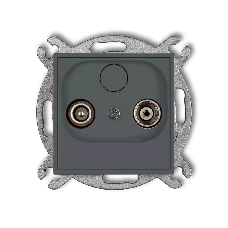 Icon Mechanizm Gniazda Abonenckiego Rtv Przelotowego 9Db Grafitowy Mat 28Ig9P