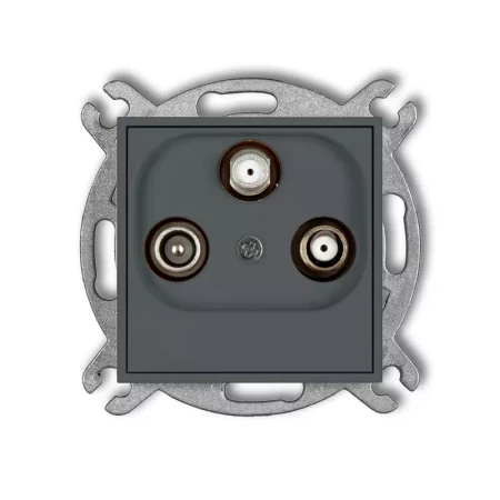 Icon Mechanizm Gniazda Abonenckiego 2 Wyjścia Sat + Tv Grafitowy Mat 28Igsn
