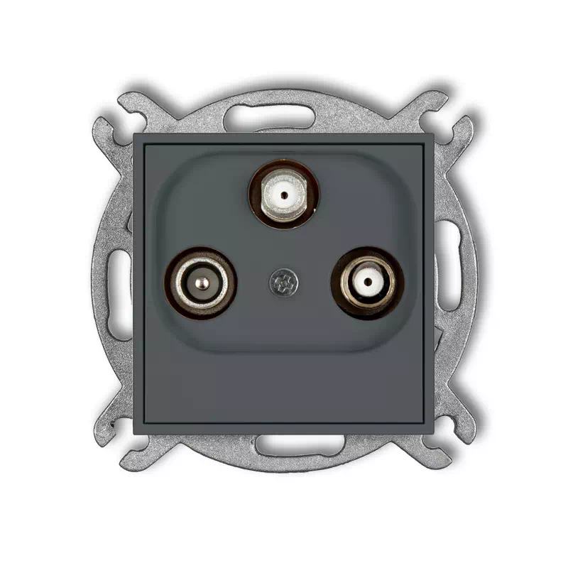 Icon Mechanizm Gniazda Abonenckiego 2 Wyjścia Sat + Tv Grafitowy Mat 28Igsn