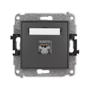 Icon Mechanizm Gniazda Komputerowego Pojedynczego 1Xrj45, Kat. 5E, Ekranowane, 8-Stykowy Grafitowy Mat 28Igk-1E