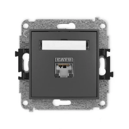 Icon Mechanizm Gniazda Komputerowego Pojedynczego 1Xrj45, Kat. 6, Ekranowane, 8-Stykowy Grafitowy Mat 28Igk-5