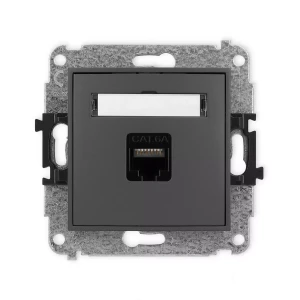 Icon Mechanizm Gniazda Komputerowego Pojedynczego 1Xrj45, Kat. 6A, 8-Stykowy Grafitowy Mat 28Igk-7