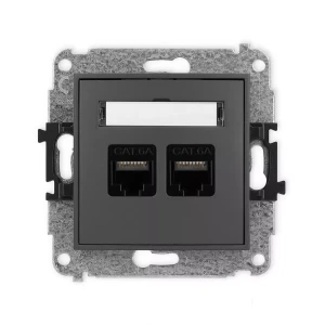Icon Mechanizm Gniazda Komputerowego Podwójnego 2Xrj45, Kat. 6A, 8-Stykowy Grafitowy Mat 28Igk-8