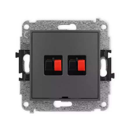 Icon Mechanizm Gniazda Głośnikowego Podwójnego, Bez Pola Opisowego Grafitowy Mat 28Iggbo-2