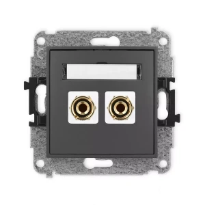 Icon Mechanizm Gniazda Głośnikowego Pojedynczego (Typu Banan - Czerwony I Czarny, Pozłacany, 4 Mm2, Do Lutowania) Grafitowy Mat 28Igg-3