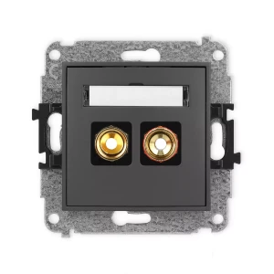 Icon Mechanizm Gniazda Głośnikowego Pojedynczego (Typu Banan - Czerwony I Czarny, Pozłacany, 4 Mm2, Skręcany) Grafitowy Mat 28Igg-4