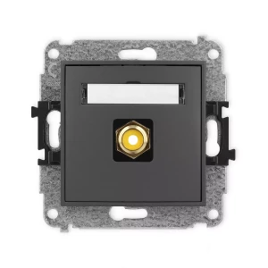 Icon Mechanizm Gniazda Pojedynczego Rca (Typu Cinch - Żółty, Pozłacany) Grafitowy Mat 28Igrca-1