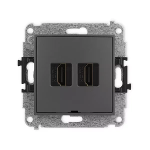 Icon Mechanizm Gniazda Podwójnego Hdmi 2.0, Bez Pola Opisowego Grafitowy Mat 28Ihdmibo-4