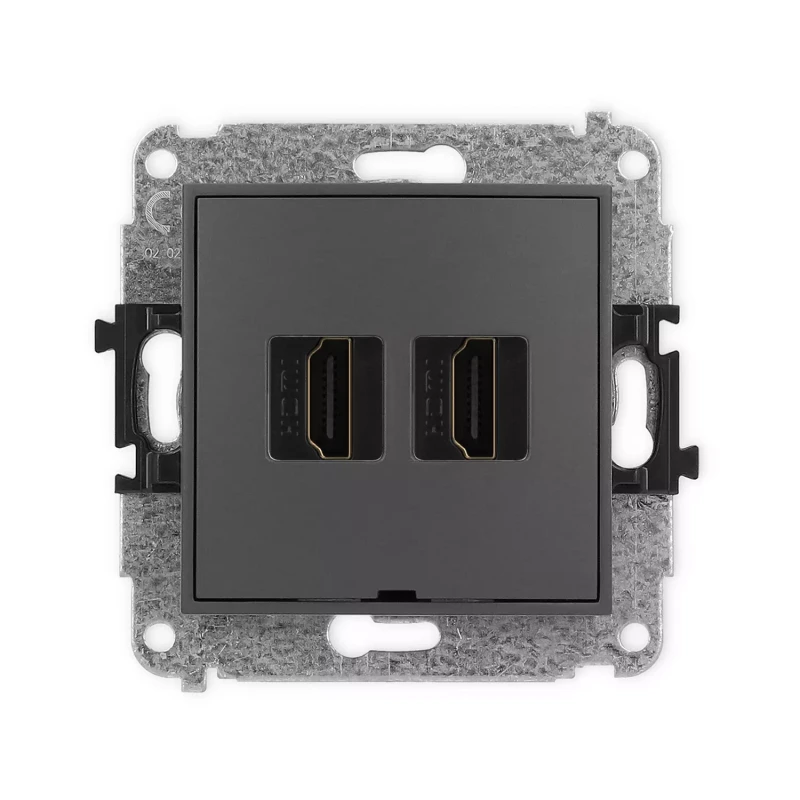 Icon Mechanizm Gniazda Podwójnego Hdmi 2.0, Bez Pola Opisowego Grafitowy Mat 28Ihdmibo-4