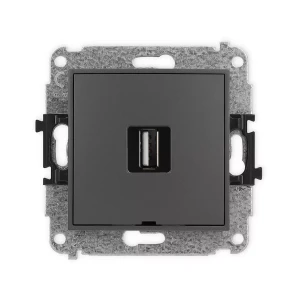 Icon Mechanizm Gniazda Pojedynczego Usb A-A 2.0, Bez Pola Opisowego Grafitowy Mat 28Igusbbo-1