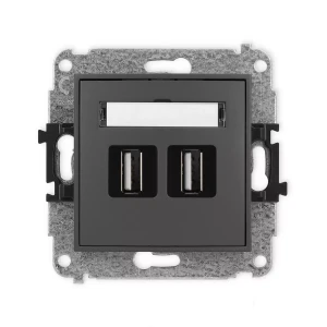 Icon Mechanizm Gniazda Podwójnego 2Xusb A-A 2.0 Grafitowy Mat 28Igusb-2