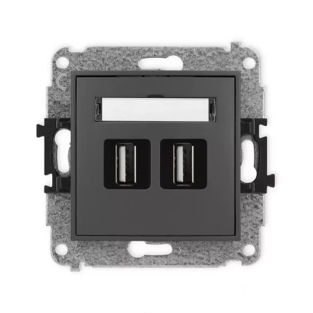 Icon Mechanizm Gniazda Podwójnego 2Xusb A-A 2.0 Grafitowy Mat 28Igusb-2