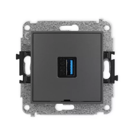 Icon Mechamizm Gniazda Pojedynczego Usb A-A 3.0, Bez Pola Opisowego Grafitowy Mat 28Igusbbo-5