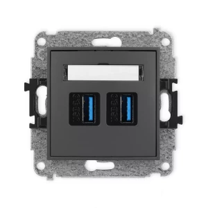 Icon Mechanizm Gniazda Podwójnego 2Xusb A-A 3.0 Grafitowy Mat 28Igusb-6