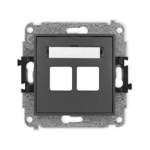 Icon Mechanizm Gniazda Multimedialnego Podwójnego Bez Modułu (Standard Keystone) Grafitowy Mat 28Igm-2P