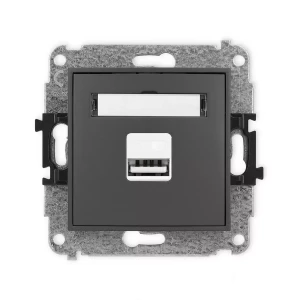 Icon Mechanizm Ładowarki Usb Pojedynczej, 5V, 2A Grafitowy Mat 28Icusb-3