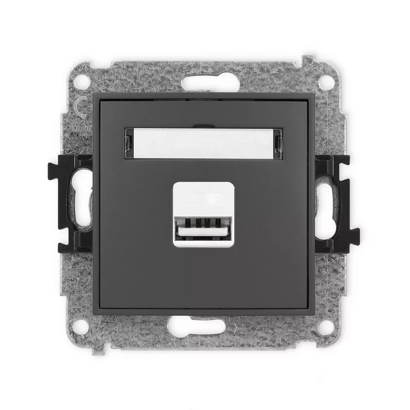 Icon Mechanizm Ładowarki Usb Pojedynczej, 5V, 2A Grafitowy Mat 28Icusb-3